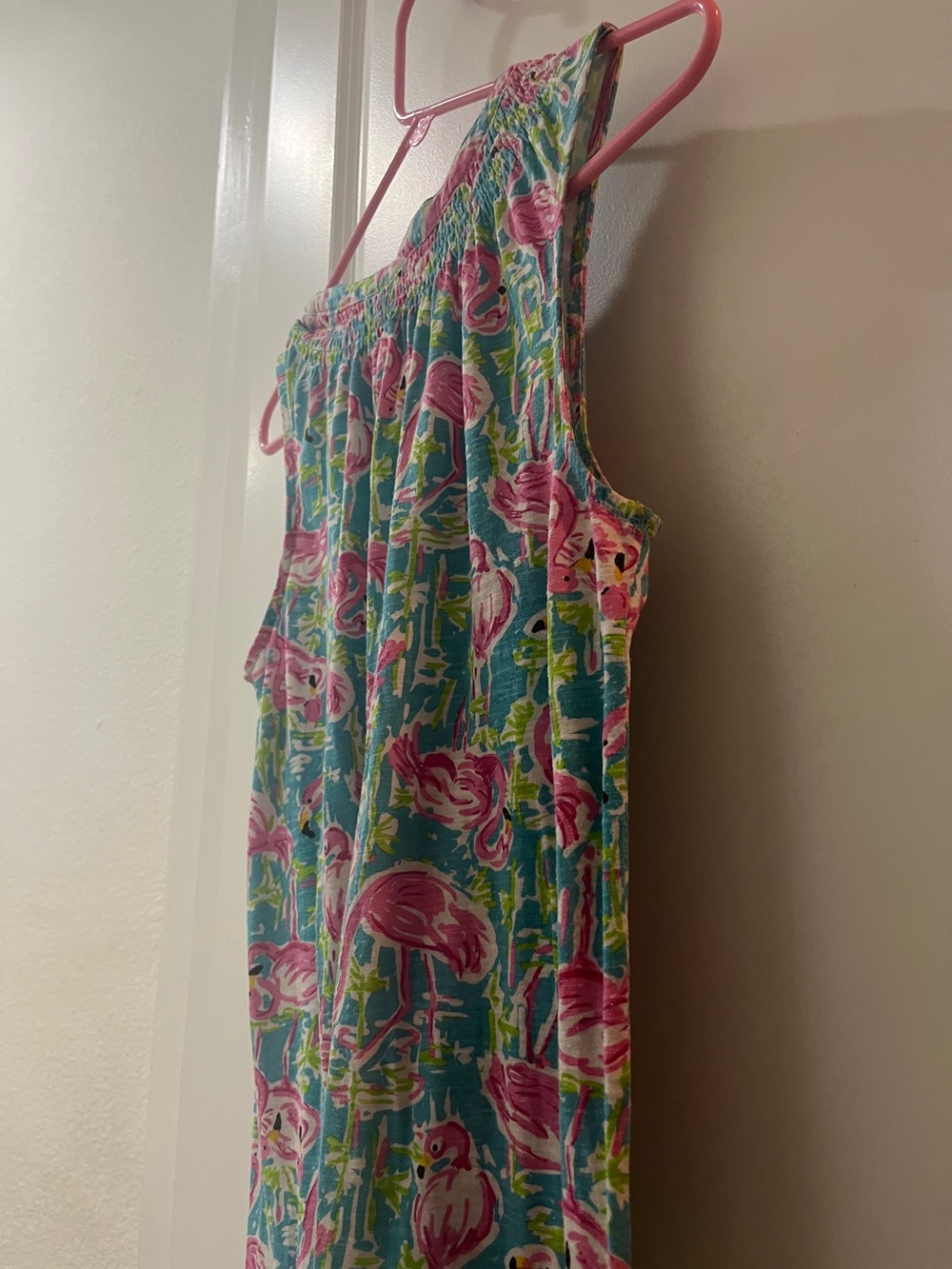 Caribbean Joe Flamingo Tropical Shift Dress Medium | Pink Blue Sleeveless Beach - Picture 4 of 16
